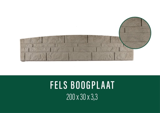 [PLAFELNATARRB] Plaque béton FELS Arrondie NATUREL 199/38,5cm (B)