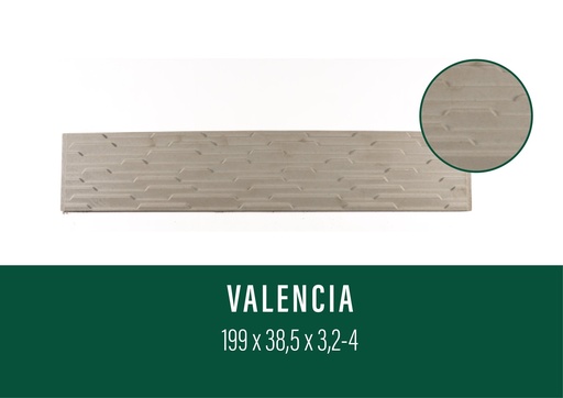 [PLAVALNATB] Plaque béton VALENCIA Droite NATUREL 199/38,5cm (B)